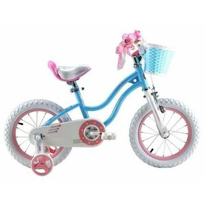 Bicicleta copii Royal Baby Star Girl, roti 12inch, cadru otel, roti ajutatoare (Roz/Albastru) imagine