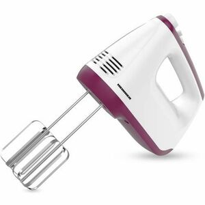 Mixer de mana Heinner HM-400BG, putere: 400w, 2 teluri si 2 carlige din inox, 6 viteze + turbo, self stand (Alb/Burgundy) imagine