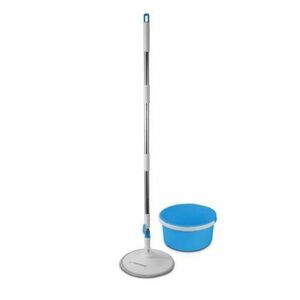 Set mop rotativ Esperanza Spin Mop, cu galeata si storcator, rotire 360 grade, diametru mop 25.5 cm (Alb/Albastru) imagine