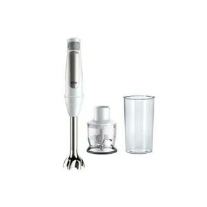 Blender de mana Braun MQ7020 WH, 1000 W, Pahar 0.6 l, Tocator 0.35 l, Sistem EasyClick Plus (Alb/Argintiu) imagine