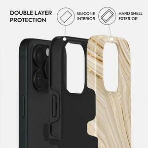 Husa Dual Layer Full Glam Burga pentru iPhone 16 Pro Max, Crem imagine