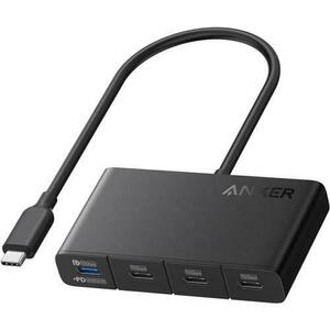 Hub Anker A8340GA1 -C 4-in-1, 4x USB-C, 10Gbps, 100W Max PD-in, Negru imagine