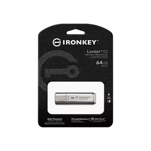 Flash Drive Kingston IronKey Locker 50+ 64GB USB 3.2 Gen1 Type-A imagine