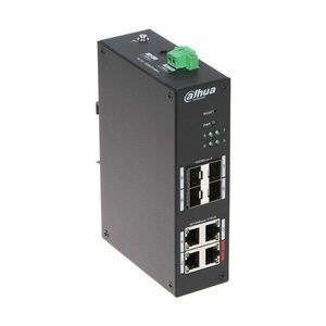 Switch cu 8 porturi Dahua HS4408-4ET-96, 4 porturi PoE 10/100 Mbps, 4 porturi SFP 1000 Mbps, PoE Watchdog, Hardened Switch imagine