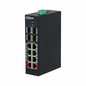 Switch cu 12 porturi Dahua HS4412-8ET-120, 8 porturi PoE 10/100 Mbps, 4 porturi SFP 1000 Mbps, PoE Watchdog, Hardened Switch imagine