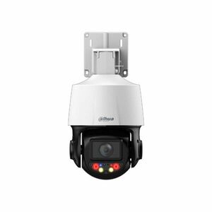 Camera supraveghere IP Speed Dome PTZ cu iluminare duala Dahua Eco Series Active Deterrence TiOC SD3E410DB-GNY-A-PV1, 4 MP, 4 - 40 mm, IR 70 m, lumina alba 30 m, protectie perimetrala, detectie faciala, microfon si difuzor, slot card, PoE, 10x imagine