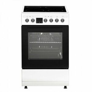 Aragaz electric Samus SM564VTE WHITE, Plita vitroceramică, 4 zone de gătit, 10 funcții cuptor, Grill, Convecție 3D, 56 L, Timer, 49.8x61 cm, Alb imagine