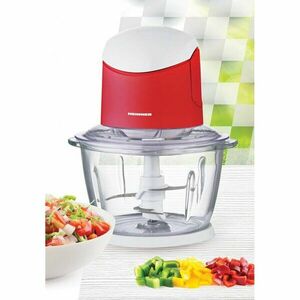 Tocator de legume Heinner, bol sticla 1L, 2 cutite din inox, 500W, culoare alb/rosu imagine