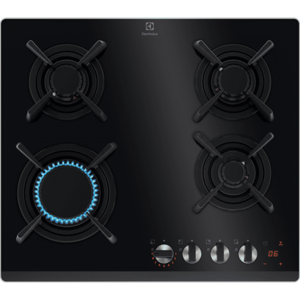 Plita incorporabila pe gaz Electrolux KGG643753K, 60 cm, conexiune Hob2Hood, Gratare de fonta, Timer, Negru imagine