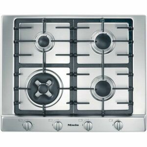 Plita incorporabila Miele KM 2014, Gaz, 4 zone gatit, Arzator wok, 65 cm, Inox imagine