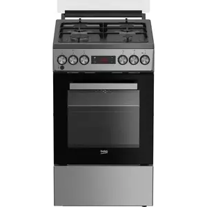 Aragaz Beko FSM52331TXDS, Mixt, 4 arzatoare, 3D cooking, Cuptor electric, High-Efficiency Gas Burner. Gatire asistata de abur, SteamShine Cleaning, 8 functii, 60 cm, Clasa A, Inox imagine