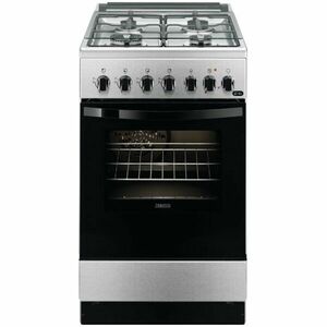 Aragaz Zanussi ZCK57201XA, Mixt, 4 arzatoare, Grill, Cuptor electric, 6 functii, Aprindere electrica, 54 l, 50 cm, Inox imagine