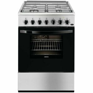 Aragaz Zanussi ZCK67211XA, Mixt, 4 arzatoare, Grill, Cuptor electric, 6 functii, Aprindere electrica, 54 l, 60 cm, Inox imagine