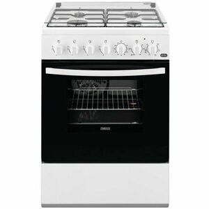 Aragaz Zanussi ZCK67211WA, Mixt, 4 arzatoare, Grill, Cuptor electric, 6 functii, Aprindere electrica, 54 l, 60 cm, Alb imagine