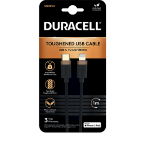 Cablu de date Duracell USB9012A, USB-C - Lightning, 1m (Negru) imagine