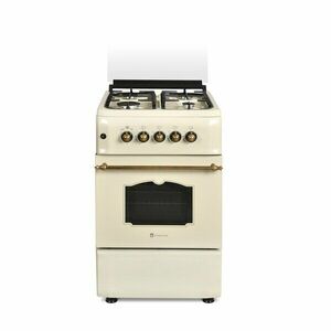 Aragaz Studio Casa Monza Retro F4G 50/55G, 4 arzatoare gaz, cuptor gaz, aprindere electrica, grill, 50/55 cm, crem imagine