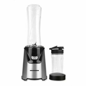 Blender sport Heinner WellGo Mix 400 HSB-T400SS, 400W, recipiente Tritan fara BPA 600/400ML, buton ON/OFF, 19000RPM, lame din inox, carcasa din inox, argintiu/negru imagine