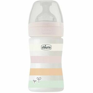 Biberon Chicco Wellbeing, 150ml, PP, tetina silicon, flux lent, alb, 0luni+ imagine