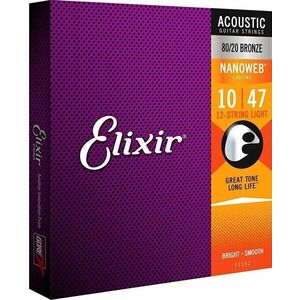 Elixir 11152 Nanoweb 12 10-47 Set de corzi pentru chitară acustică imagine