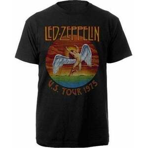 Led Zeppelin Tricou USA Tour '75. Unisex Black M imagine