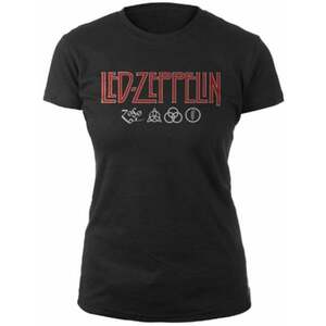 Led Zeppelin Tricou Logo & Symbols Womens Black M imagine