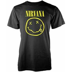 Nirvana Tricou Yellow Happy Face Unisex Black M imagine