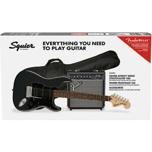 Fender Squier Affinity Series Stratocaster HSS Pack LRL Charcoal Frost Metallic Chitară electrică imagine