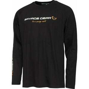 Savage Gear Tricou Signature Logo Long Sleeve T-Shirt Black Caviar 2XL imagine