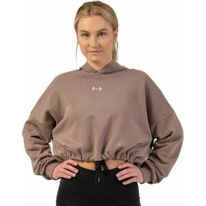 Nebbia Loose Fit Crop Hoodie Iconic Brown M-L Hanorac pentru fitness imagine