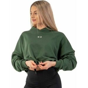 Nebbia Loose Fit Crop Hoodie Iconic Verde Închis XS-S Hanorac pentru fitness imagine