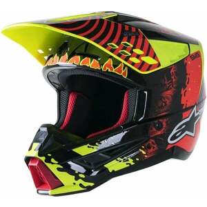 Alpinestars S-M5 Solar Flare Helmet Black/Red Fluorescent/Yellow Fluorescent/Glossy S Casca imagine