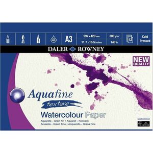 Daler Rowney Aquafine Texture Watercolour Paper Aquafine A3 300 g Carnete de Schițe imagine