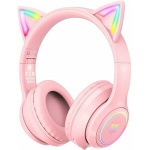 Onikuma B90 RGB Cat Ear Bluetooth Wireless Gaming Headset Roz căşti PC imagine