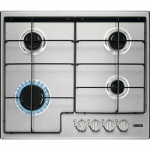 Plita incorporabila pe gaz Zanussi ZGH65414XS, 4 zone de gatit, aprindere electrica, dispozitiv siguranta, 60 cm, inox imagine