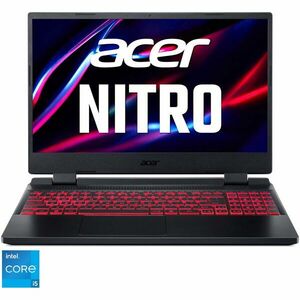 Laptop Gaming Acer Nitro 5 AN515-58 cu procesor Intel® Core™ i5-12450H pana la 4.40 GHz, 15.6 Full HD, IPS, 144Hz, 16GB, 512GB SSD, NVIDIA® GeForce RTX™ 2050 4GB GDDR6, No OS, Obsidian Black imagine