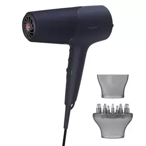 Uscator de par Philips BHD510/00, 2300W, tehnologie ThermoShield, ingrijire cu ioni, 6 setari de viteza/temperatura, difuzor, cap de coafare 11 mm, Albastru inchis metalizat imagine