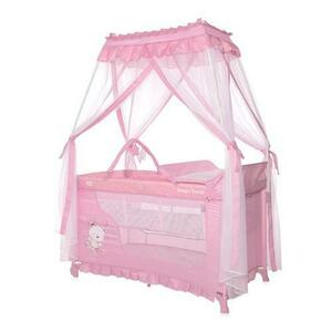 Patut pliabil stil baldachin Lorelli Magic Sleep, cu accesorii, Mellow Rose Ballerina Bear imagine