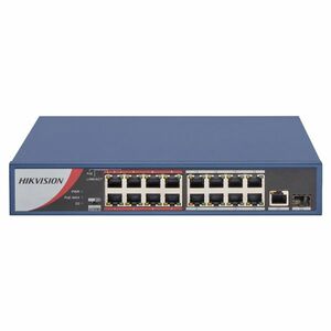 Switch cu 16 porturi PoE Hikvision DS-3E0318P-E/M (B), 4000 MAC, 1xSFP, fara management imagine