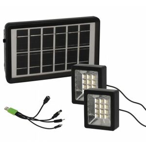 Set proiector solar cu LED 12 SMD 3W alb rece 6000K cu panou si port de incarcare USB Q D630 Andowl imagine