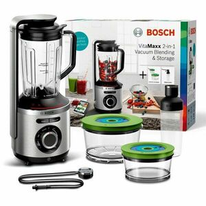 Blender vacuum Bosch Vita Maxx MMBV625M, 1000 W, 37.000 rpm, functie auto, puls, cana Tritan, 1.5 l, inox imagine