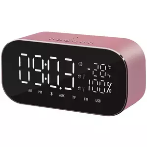 Radio ceas Akai ABTS-S2 cu BT, radio FM, carcasa aluminiu, baterie 1800 mAh, Golden rose imagine