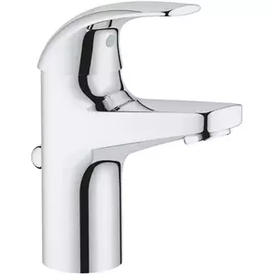 Baterie lavoar Grohe Start Curve, monocomanda, racorduri 3/8, cartus ceramic, limitator debit, set evacuare cu tija, marimea S, Crom imagine