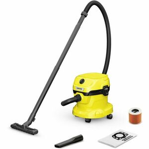 Aspirator umed-uscat Karcher WD 2 Plus V-12/6/18/C, 1.628-015.0, Aspirare umeda si uscata, rezervor 12 L, furtun de 1.8 L, 1000 W, functie de suflare, functie Pull&Push, filtru cartus, Galben/Negru imagine