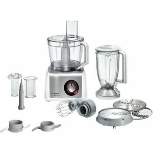 Roboti de bucatarie Bosch MC812S814, 1250 W, pana la 50 functii, bol 3.9 l, blender 1.5 l, functie Puls, discuri otel, alb/argintiu imagine