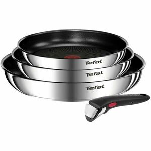 Set 4 piese TEFAL Ingenio Emotion, tigaie de 22/24/28 cm, maner detasabil, invelis antiaderent, Thermo-Signal, inductie, argintiu imagine