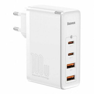 Incarcator retea Baseus GaN2 Pro, 2x USB si 2x USB-C, Quick Charge, 100W, Cablu USB-C inclus, Alb imagine