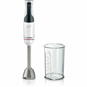 Mixer vertical ErgoMaster MSM4W210, 600 W, cutit 4 lame si functie antisplash, cuplaj ceramic, picior mixare inoxidabil, pahar de masurare, Alb/ negru grey imagine