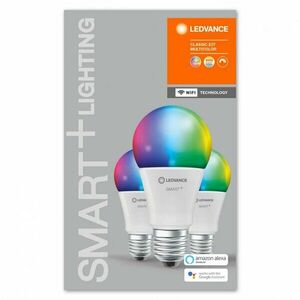 Set 3x bec LED Ledvance SMART+ WiFi Classic 60, 9W (60W), 230V, RGBW temperatura culoare reglabila 2700-6500K imagine