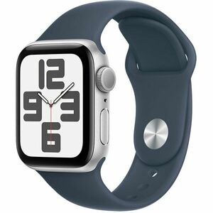 Apple Watch SE (2023), GPS, Carcasa Silver Aluminium 40mm, Storm Blue Sport Band - M/L imagine