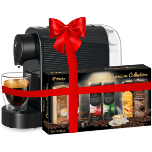 Pachet CAFISSIMO Pure Plus Black espressor + Premium Collection, cafea capsule 6 sortimente, 60 buc imagine